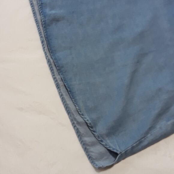 Women Sz S Chambray Blue Fairy Grunge Tencel Soft Pockets V-Neck Casual Dress - Picture 6 of 13